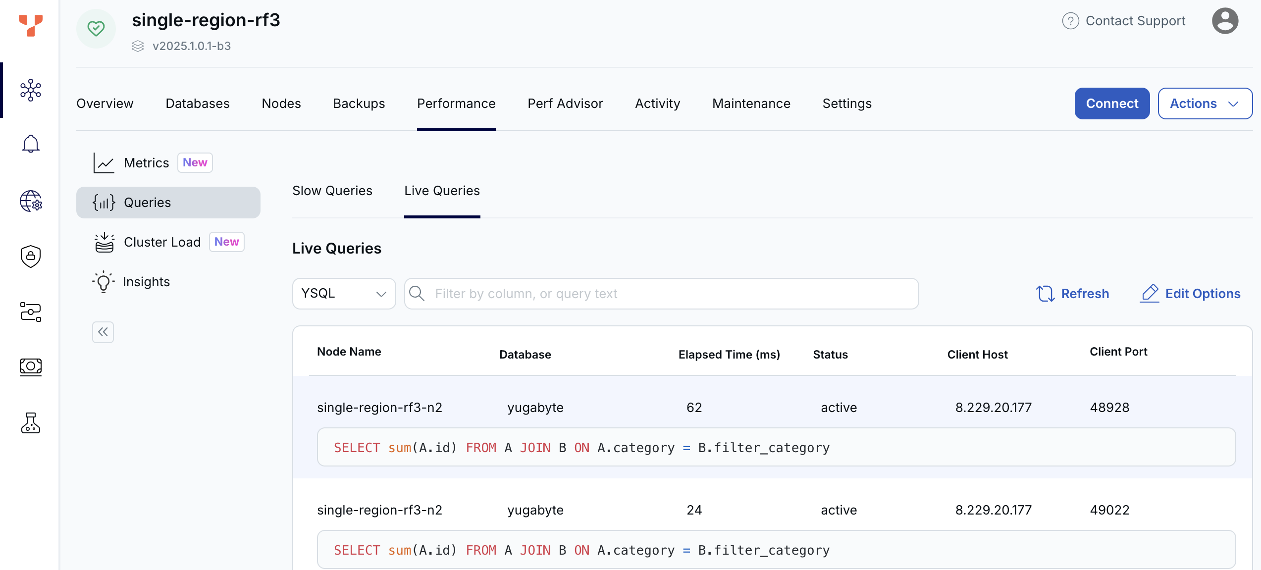 Cluster Live Queries